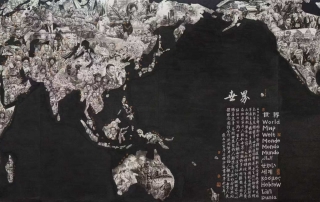 Feng Yuan, The World, 2022, chinese painting, 242×49 cm, Studio dell'artista